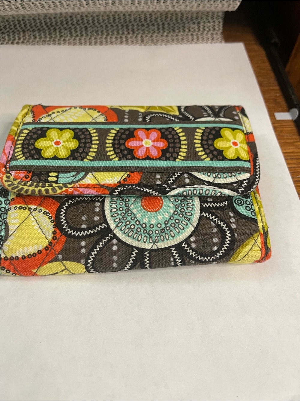 Quilted Floral Fold-Over Wallet in Multicolor